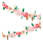 Pink and gold floral garland with green leaves for spring from Parte Haus party supply store in Bethesda MD.