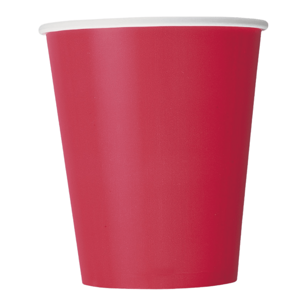 Red cup paper party cup with white rim for celebration from Parte Haus party supply store in Bethesda Maryland