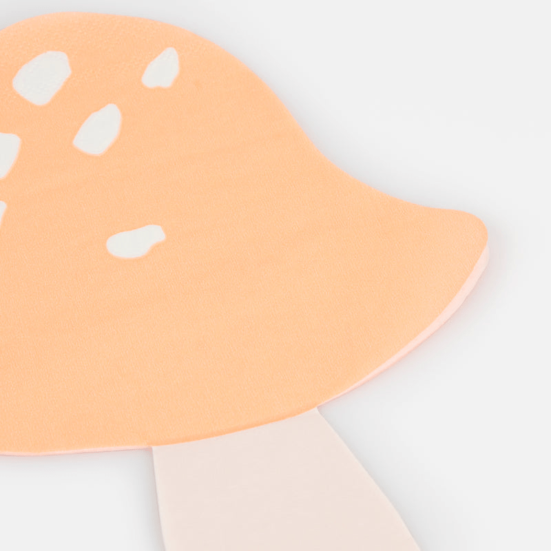 Peach mushroom shaped plate whimsical design woodland theme from Parte Haus party supply store in Bethesda MD