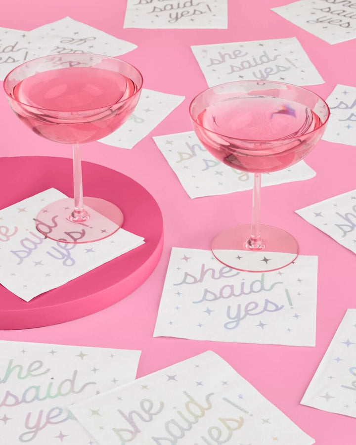 White with Silver Engaged Era Napkins