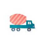 Blue and pink truck napkin shaped for kids construction birthday from Parte Haus party supply store in Bethesda MD