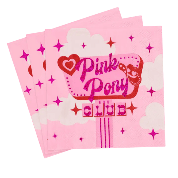 Pink "Pony Club" Birthday Cocktail Napkins
