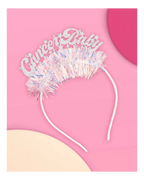 Pink Cancer Baby tiara headband with sparkly letters for birthday theme from Parte Haus party supply store in Bethesda MD