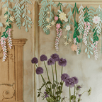 Pastel floral paper garland hanging decoration spring theme from Parte Haus party supply store in Bethesda MD