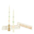 Pastel bow tall candles featuring bow designs for birthday or baby shower from Parte Haus party supply store in Bethesda MD