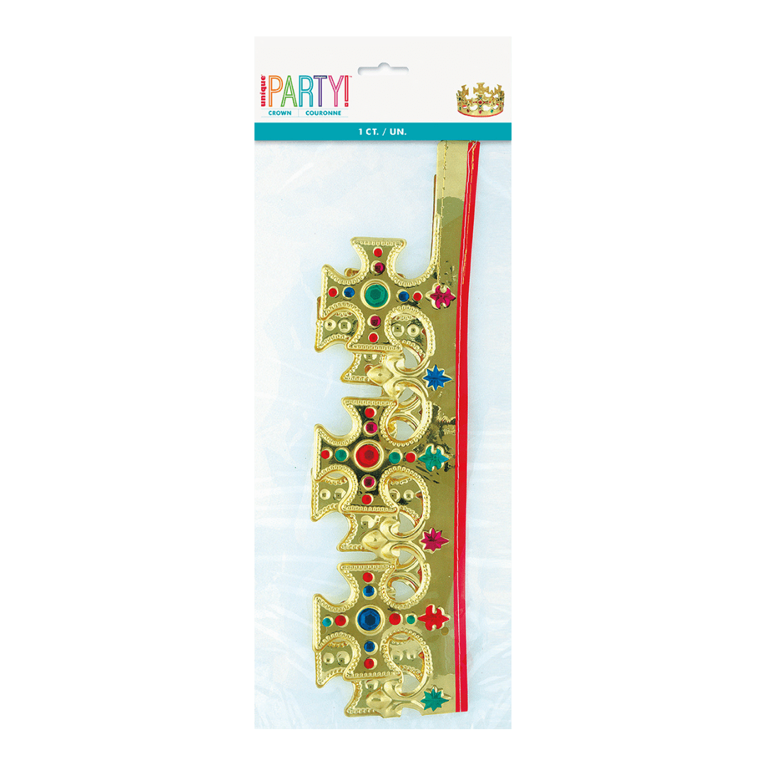 Gold crown with colorful jewels costume crown for birthday from Parte Haus party supply store in Bethesda MD