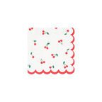 White cherry napkin with red scalloped edge for summer picnic from Parte Haus party supply store in Bethesda MD