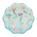Multi-color mermaid paper plate with scalloped edge under the sea theme from Parte Haus party supply store in Bethesda MD