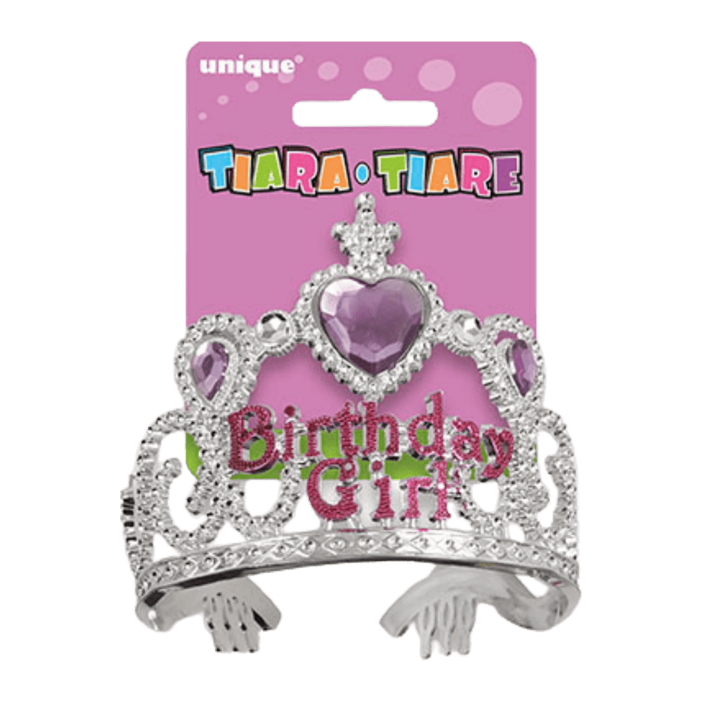 Silver and pink birthday girl tiara crown for birthday theme from Parte Haus party supply store in Bethesda MD