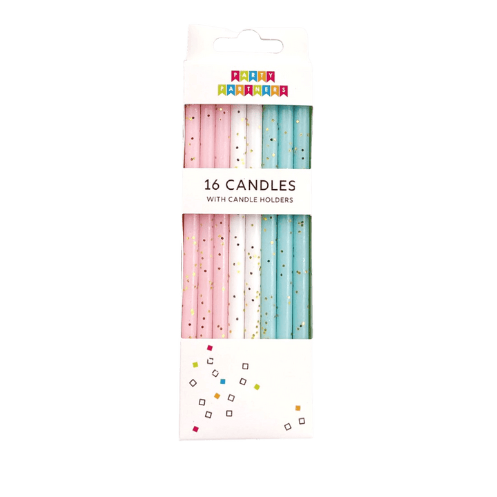 Pastel with Gold Glitter Candle Set - 16 pk