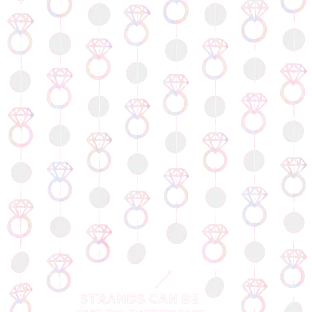 Pink bridal shower diamond ring garland decoration bachelorette theme from Parte Haus party supply store in Bethesda MD.