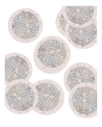 Silver disco ball plates shiny round birthday design from Parte Haus party supply store in Bethesda MD