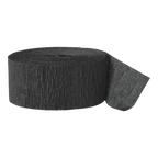 Black crepe paper streamer roll for birthday or event decor from Parte Haus party supply store in Bethesda MD