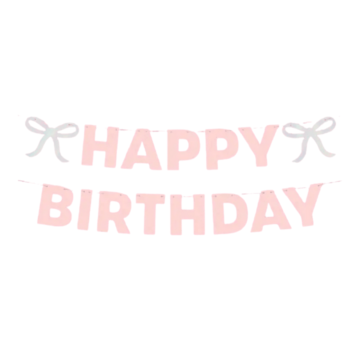 Pink Glitter "Happy Birthday" Iridescent Foil Banner
