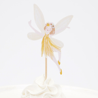 Yellow fairy cake topper with floral crown whimsical birthday from Parte Haus party supply store in Bethesda MD