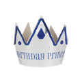 Blue and silver birthday crown with jewel accents for birthday theme from Parte Haus party supply store in Bethesda Maryland