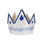 Blue and silver birthday crown with jewel accents for birthday theme from Parte Haus party supply store in Bethesda Maryland