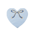 Blue heart-shaped napkin with gold and blue ribbon design birthday theme from Parte Haus party supply store in Bethesda MD