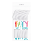 White plastic forks in pack for celebration from Parte Haus party supply store in Bethesda MD