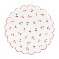 White cherry print round paper plate with scalloped edge summer picnic theme from Parte Haus party supply store in Bethesda MD