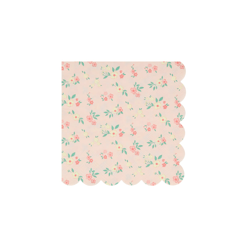 Pink floral napkin with scalloped edge spring theme from Parte Haus party supply store in Bethesda MD