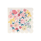 Pastel floral napkin with scalloped edge spring garden theme from Parte Haus party supply store in Bethesda Maryland