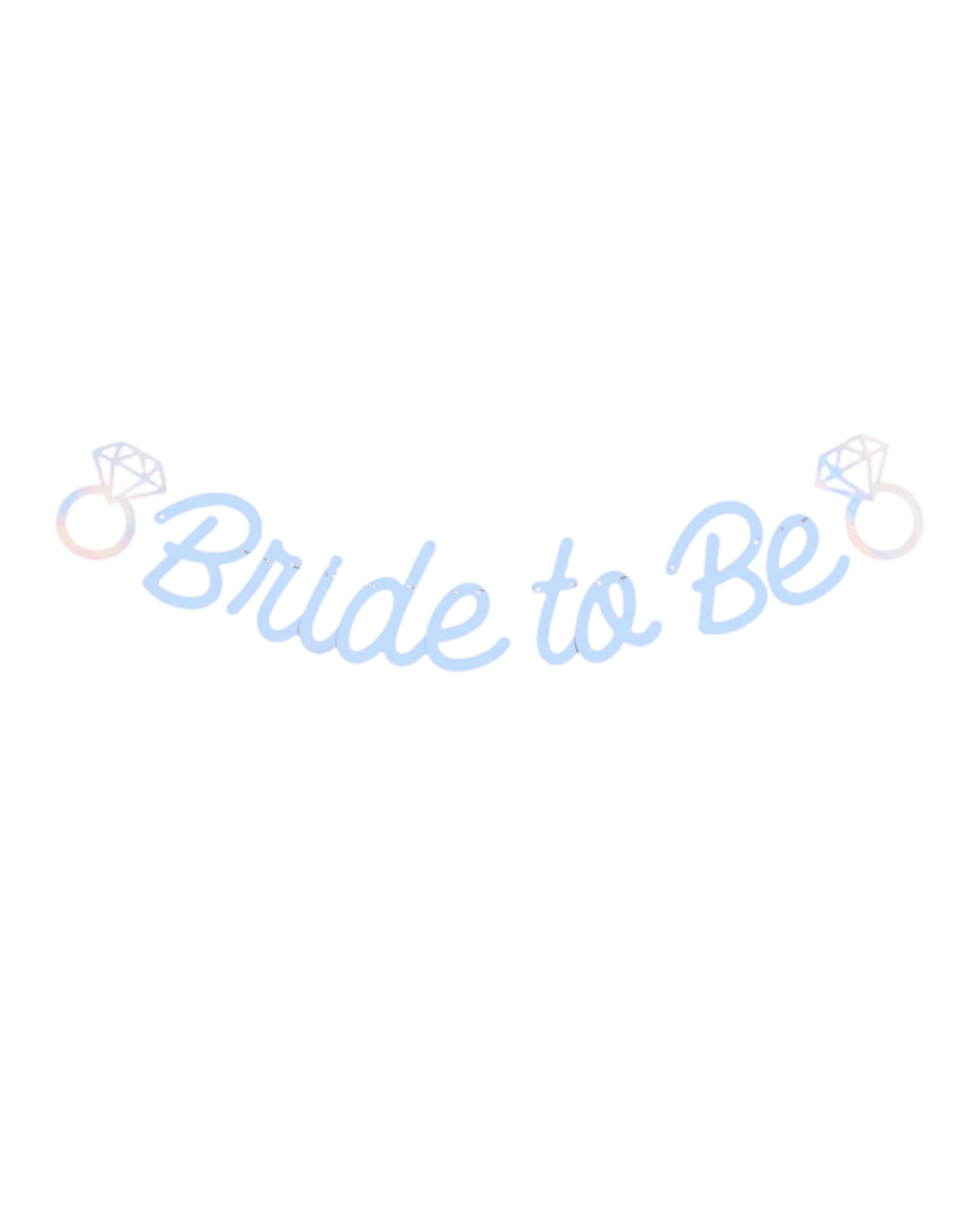 Pastel blue Bride to Be banner with rings bridal shower theme from Parte Haus party supply store in Bethesda Maryland