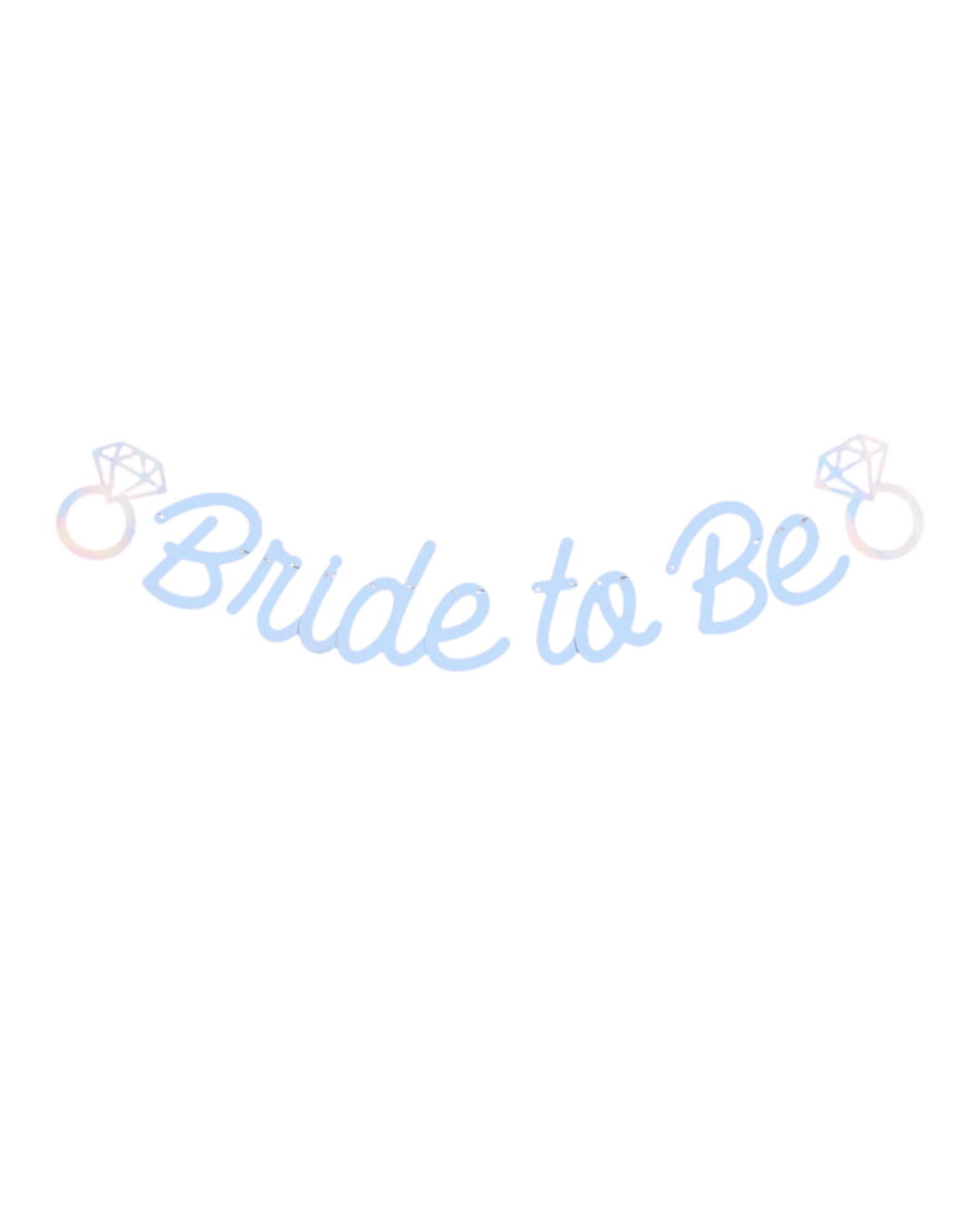 Pastel blue Bride to Be banner with rings bridal shower theme from Parte Haus party supply store in Bethesda Maryland