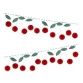 Red cherry garland with paper cherries and green leaves summer fruit theme from Parte Haus party supply store in Bethesda Maryland