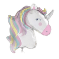 Pastel unicorn foil balloon shaped like a unicorn birthday theme from Parte Haus party supply store in Bethesda Maryland.