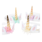 Pastel unicorn horn headbands with gold accents for birthday theme from Parte Haus party supply store in Bethesda MD