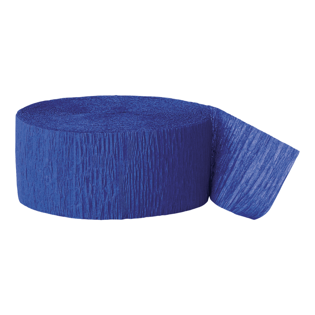 Royal blue streamer roll crepe paper for birthday celebration from Parte Haus party supply store in Bethesda MD