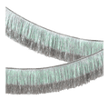 Silver tinsel garland shiny metallic fringe for holiday from Parte Haus party supply store in Bethesda Maryland