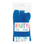 Blue plastic cutlery set with knives forks spoons birthday from Parte Haus party supply store in Bethesda Maryland