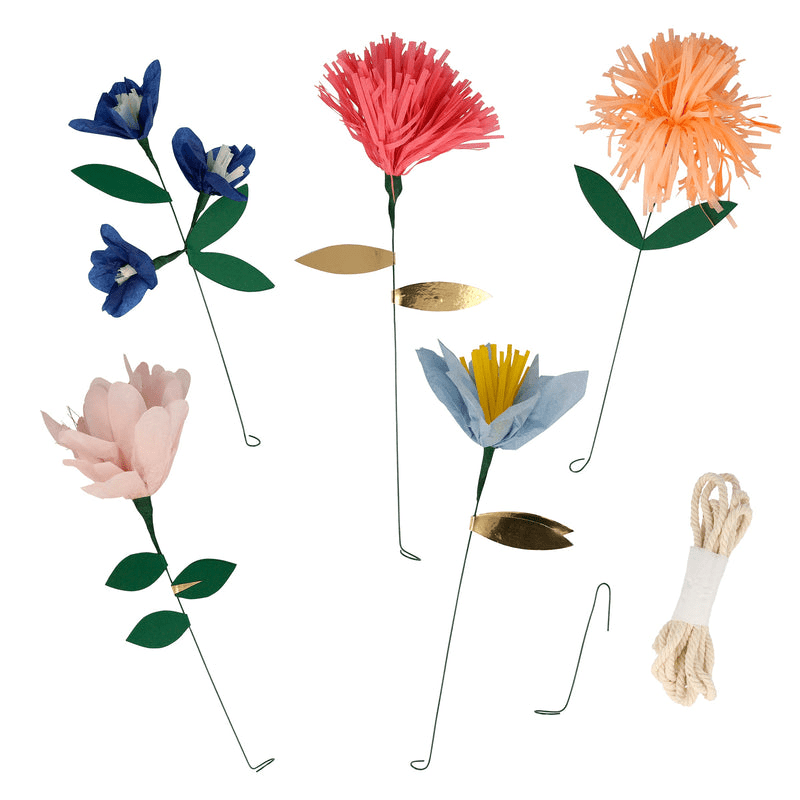 colorful paper flower bouquet kit in assorted pastel colors for spring decor from Parte Haus party supply store in Bethesda Maryland