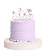 Lavender cake Just Engaged cake topper in rhinestones engagement theme from Parte Haus party supply store in Bethesda Maryland