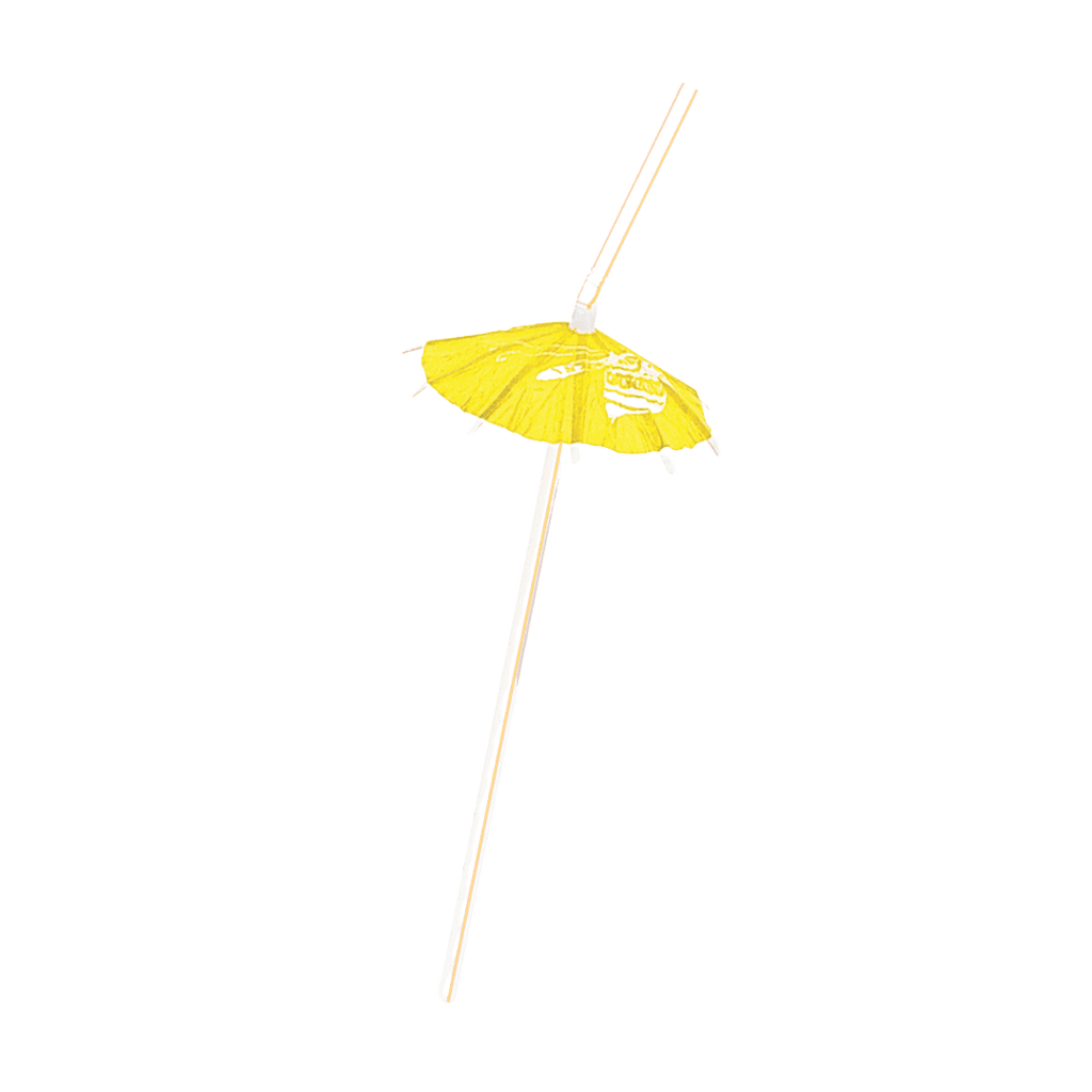 Yellow cocktail umbrella drink pick tropical summer from Parte Haus party supply store in Bethesda Maryland