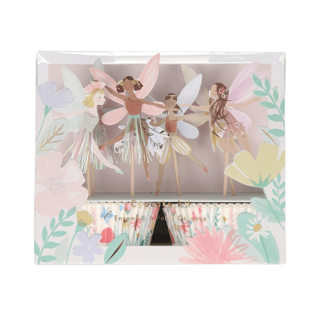 Pastel fairy cupcake kit with flower accents fairy birthday from Parte Haus party supply store in Bethesda Maryland