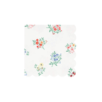 Multicolor floral paper napkin with scalloped edge spring theme from Parte Haus party supply store in Bethesda Maryland
