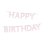 Pink happy birthday banner garland with block letters birthday theme from Parte Haus party supply store in Bethesda Maryland