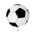 Black and white soccer ball balloon shaped like a soccer ball sports theme from Parte Haus party supply store in Bethesda MD.