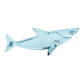Blue shark shaped tray with fin details kids ocean birthday theme from Parte Haus party supply store in Bethesda MD.