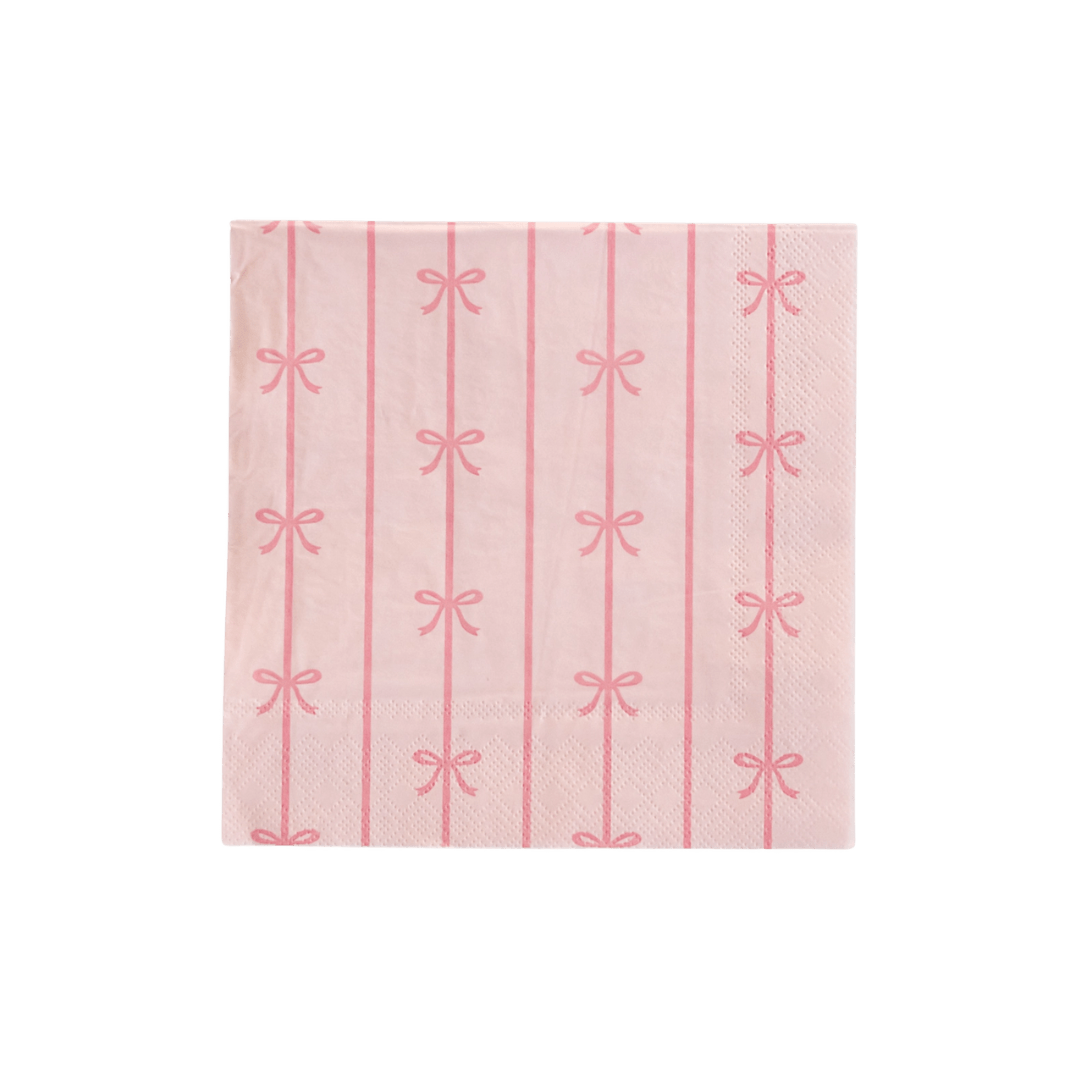 Pink napkin with bow design birthday theme from Parte Haus party supply store in Bethesda MD
