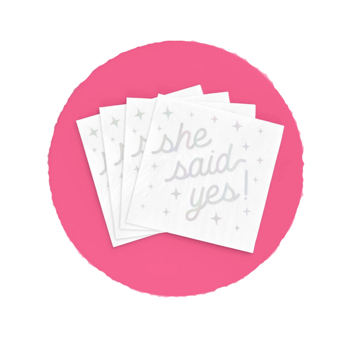 White with Silver Engaged Era Napkins