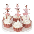 Pink ballerina cupcake toppers on cupcakes ballet birthday theme from Parte Haus party supply store in Bethesda MD