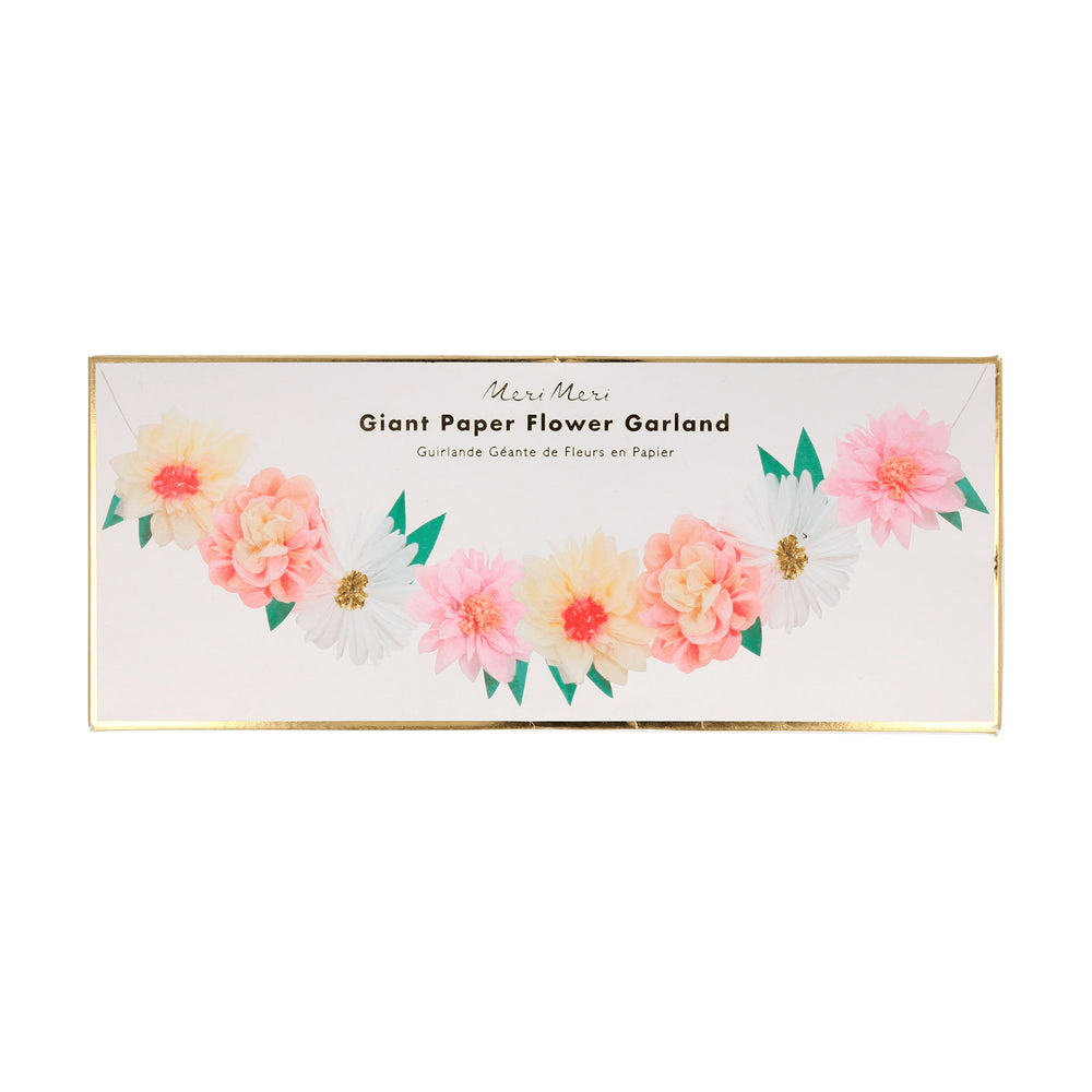 Pink and white giant paper flower garland floral decor for spring from Parte Haus party supply store in Bethesda MD