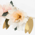 Blush and gold flower garland with metallic leaves for spring from Parte Haus party supply store in Bethesda MD