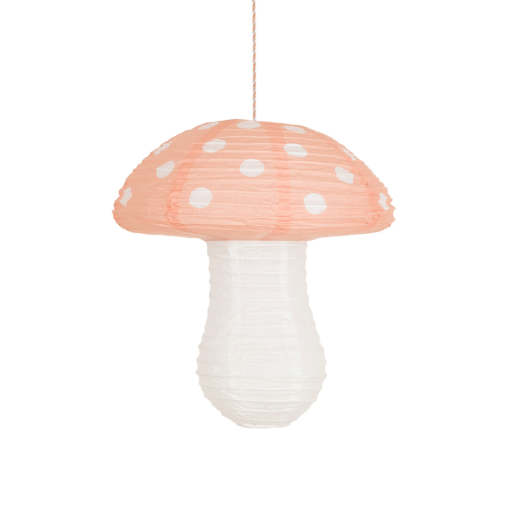 Pink and white mushroom paper lantern whimsical decoration from Parte Haus party supply store in Bethesda, Maryland