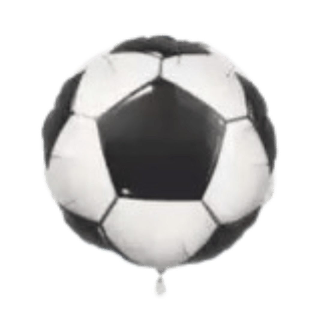 Black and white soccer ball balloon sports theme from Parte Haus party supply store in Bethesda Maryland