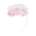 Pink glitter Cancer Baby headband with fluffy tinsel zodiac birthday from Parte Haus party supply store in Bethesda Maryland